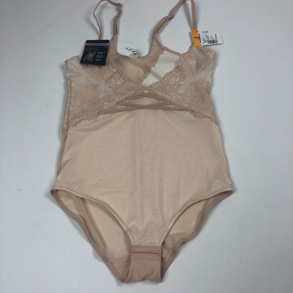 Maidenform Allover Solutions Shapewear Sz Small Lace Nude Adjustable‎ Straps NWT